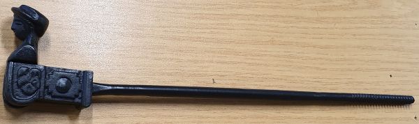 Ladenhalter verlängert Frauenkopf Fensterladenhalter Feststeller Rückhalter alt, Eisen roh, Fensterladenstopper